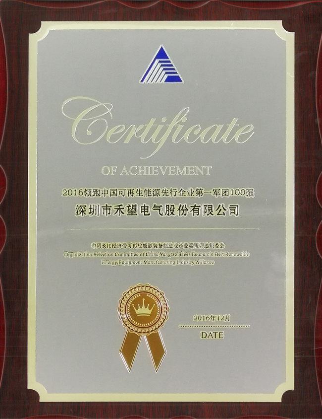 禾望入選2016領(lǐng)跑中國可再生能源先行企業(yè)第一軍團100強 (1).jpg